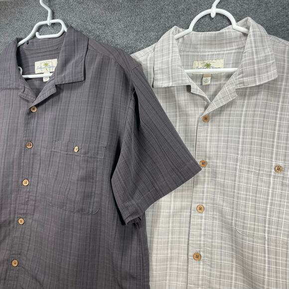 Island Shores Button Up Shirt Lot Of 2 Men's XL Gray Cork Button Casual Beach - Picture 4 of 10